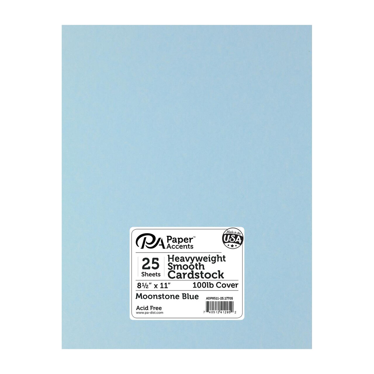 PA Paper Accents Heavyweight Smooth Cardstock 8.5" x 11" Moon Blue, 100lb colored cardstock paper for card making, scrapbooking, printing, quilling and crafts, 25 piece pack